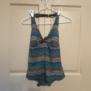Tropical Escape Blue Sleeveless Tie Front Tank Top